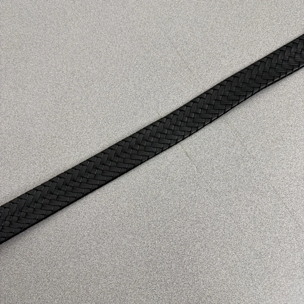 Wrangler Belt Mens 34 Black Braided Bonded Leather Cowboy Adjustable Silver
